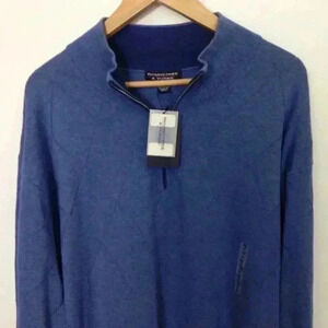 Roundtree & Yorke Men 3X Cotton Blue Zip Sweater